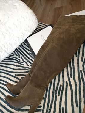 AZALEA WANG "Nanette" Faux Suede Round Toe Slouchy Boot in Brown